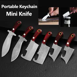 EDC porte clé Portable, petit couteau de cuisine à lame fixe, vrai couteau de coupe lettres, en plein air, autodéfense, accessoires artisanat cadeau 