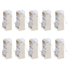 10 pces cat6 8 pinos rj45 8p8c blindado preso friso modular tomada do conector da tomada