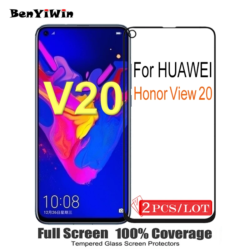 2 шт. 100% оригинальное закаленное стекло с полным покрытием для Huawei Honor V20 View 20