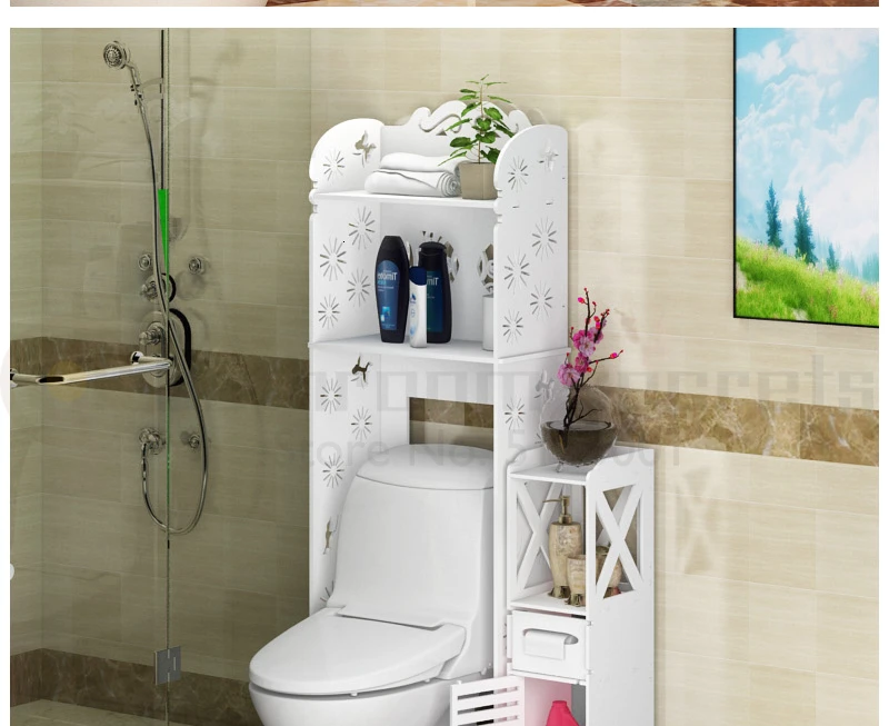 Креативный стеллаж для хранения туалета, напольный унитаз, водонепроницаемый Многоэтажный стеллаж для хранения в ванной, без отверстий, Шкафчики для ванной комнаты