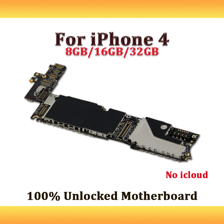 Free icloud Unlocked Mainboard For iPhone 4 Motherboard With IOS System
