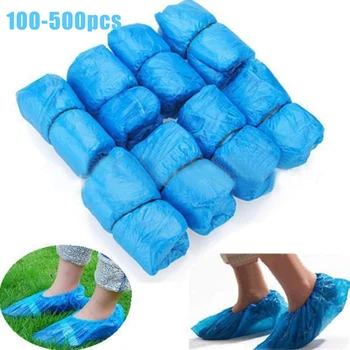 

500Pcs Disposable Plastic Anti Slip Boot Safety Shoe Cover Cleaning PVC Plastic Over Shoes Shoe Boot Covers Carpet Protectors