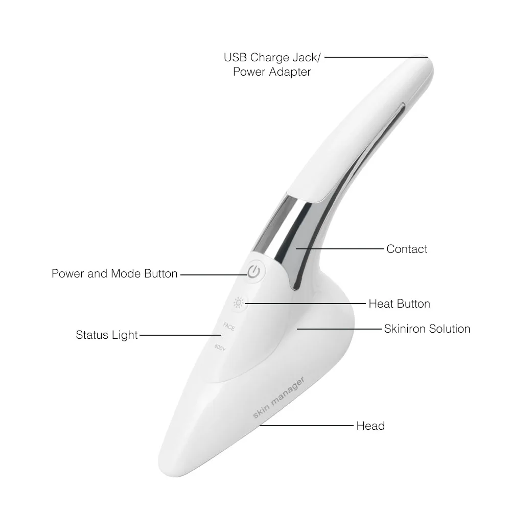 Microcurrent Iron Vibrating Body Massager Heat Iontophoresis Wrinkles Remover LED Photon Face Lifting Tightening Anti-aging Tool