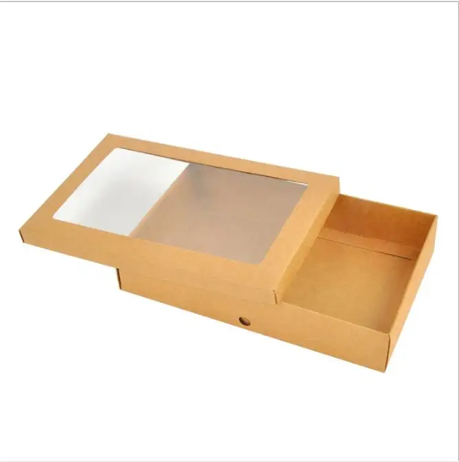 20pcs/lot DIY paper box with window Blank Kraft paper Gift Box Jewelry Packaging Box Wedding Home Party Favor Box