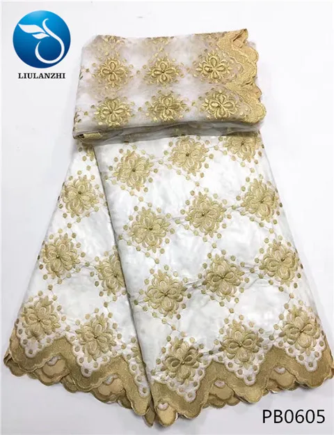 PB0605 LIULANZHI Африканский Базен riche ткань с бисером модный черный Базен хлопок broderie вышивка тюль кружево для свадьбы 7 ярдов PB06 - Цвет: PB0605