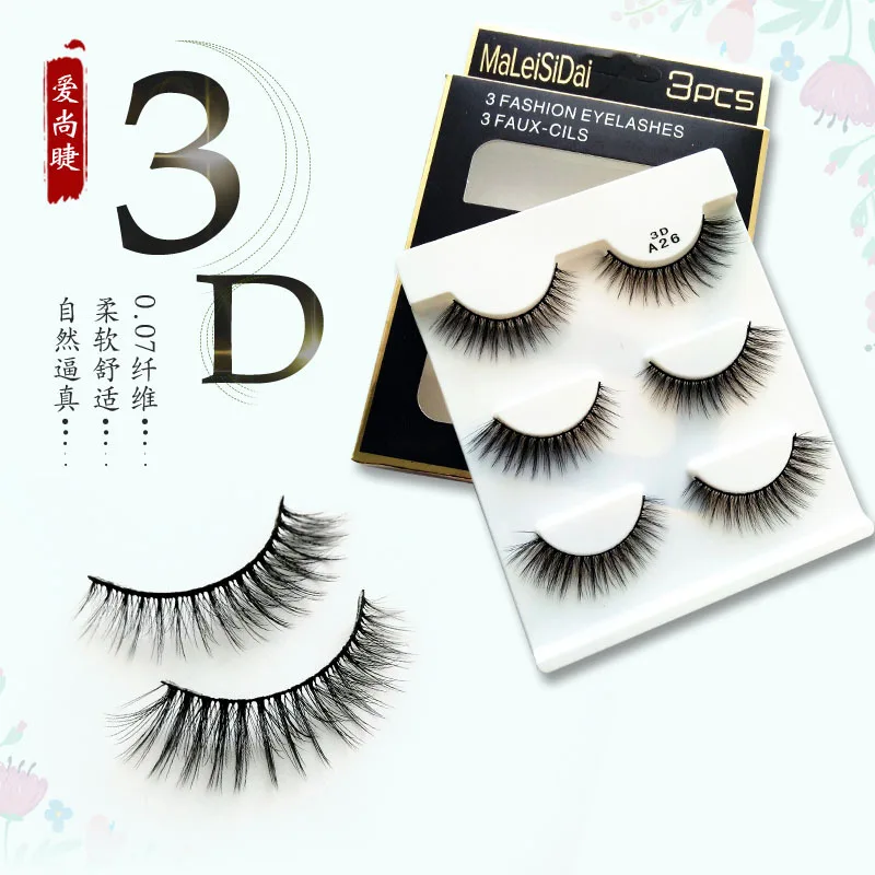 

Manufacturers Wholesale 3D False Eyelashes Three-Pack Eye End Lengthen Multi-Layered Eyelash Hand-made