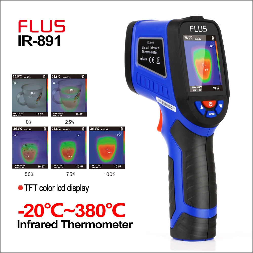 

FLUS Infrared Thermal Image Handheld Digital Infrared Thermometer Handheld Camera Portable IR Thermal Imager Infrared Imaging Meter IR-891