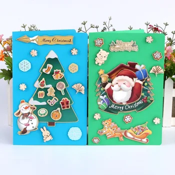 

6pcs/set Greeting Card with Envelopes Gold Sequin 3d Pop Up Best Wishes Blank Thank You Gift Cards Merry Christmas Xmas