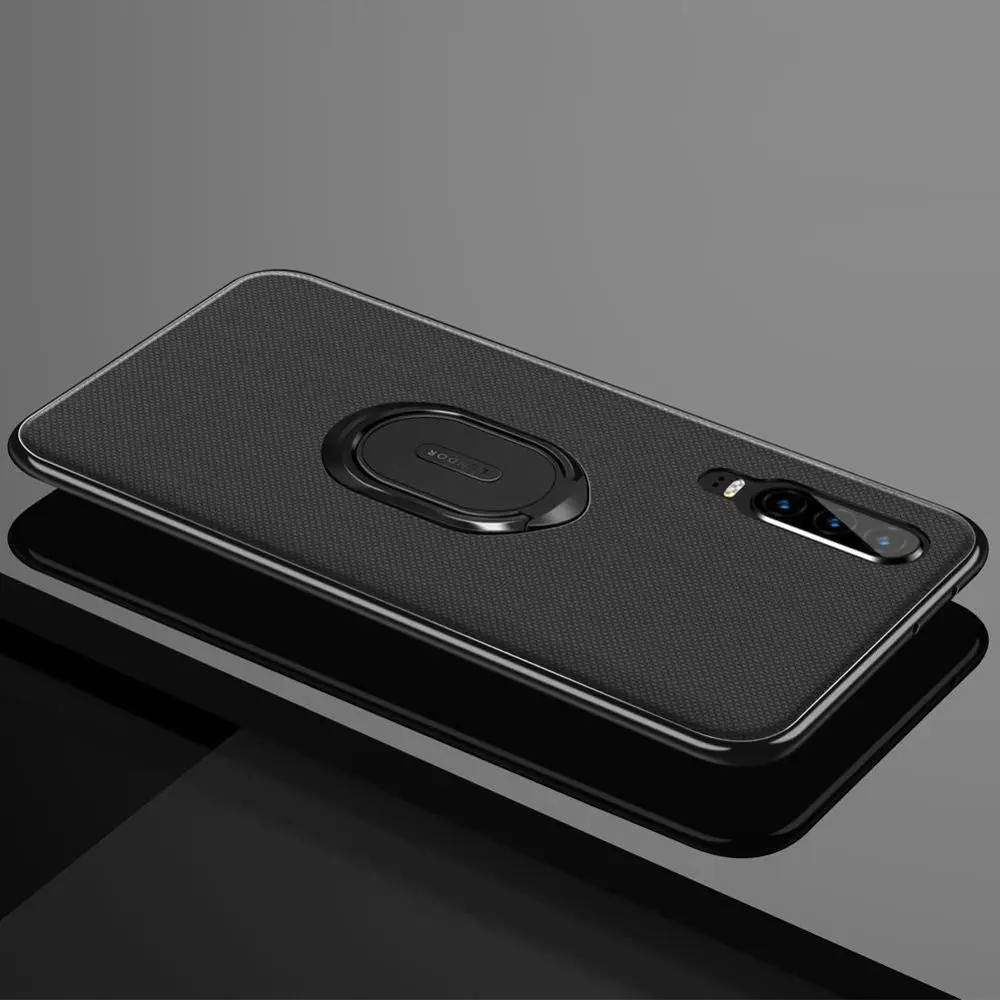 Чехол для huawei P30 Lite, чехол для huawei P20 Lite, кольцевой чехол для huawei P20 P20 Pro P30 P30 Pro, автомобильное силиконовое покрытие - Цвет: dark gray