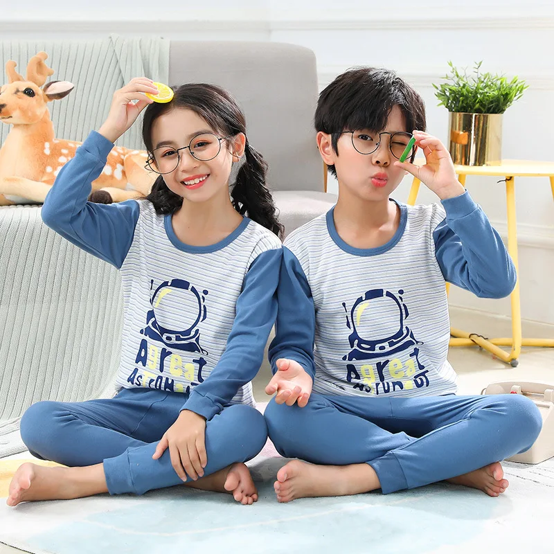 Teens Girls Boys Pajamas Autumn Cotton Christmas Pajamas For Children's Clothing Sets Baby Infant Animal Cartoon Rabbit Pyjamas big baby nightgown Sleepwear & Robes