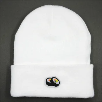 

Sushi embroidery Cotton Thicken knitted hat winter warm hat Skullies cap beanie hat for kid men and women 148