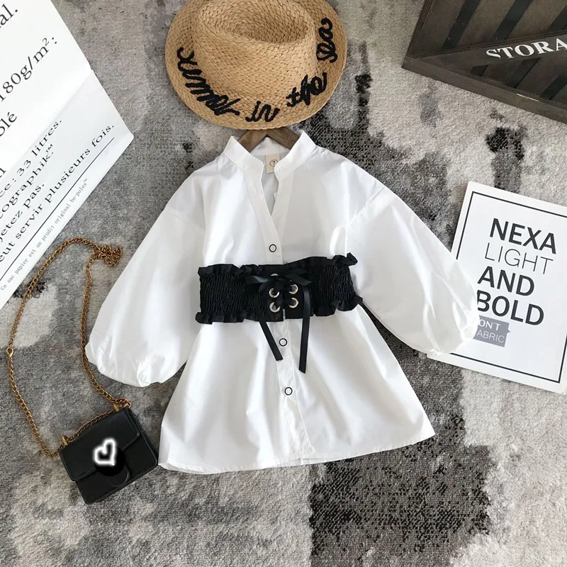 Baby Girl Shirt Dress With Corset Two piece Suit 2021 Spring Summer
