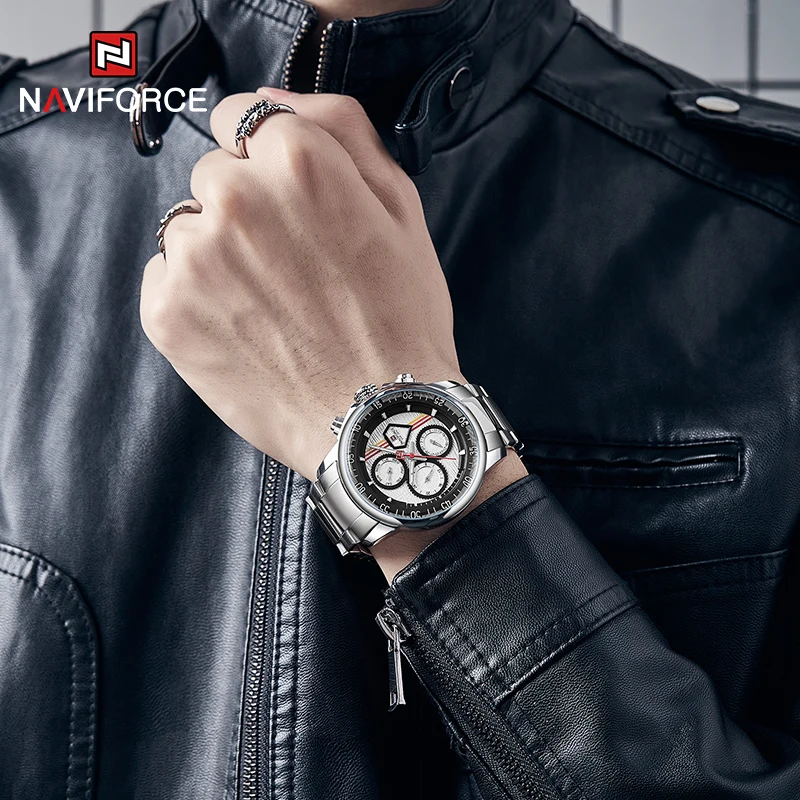 NAVIFORCE Luxury Brand Mens Watches Multi-function Auto Date Waterproof Clock Fashion Casual Quartz Wristwatch Relogio Masculino