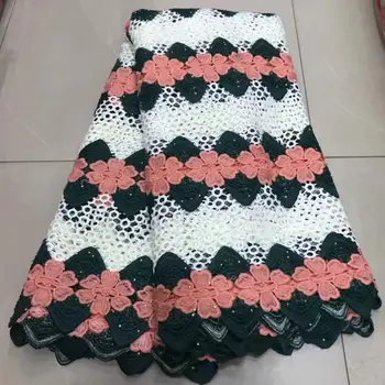 

Madison Factory Price latest lace fabric High quality African lace with stones Pearls in White for Ghanaian Wedding Dresses