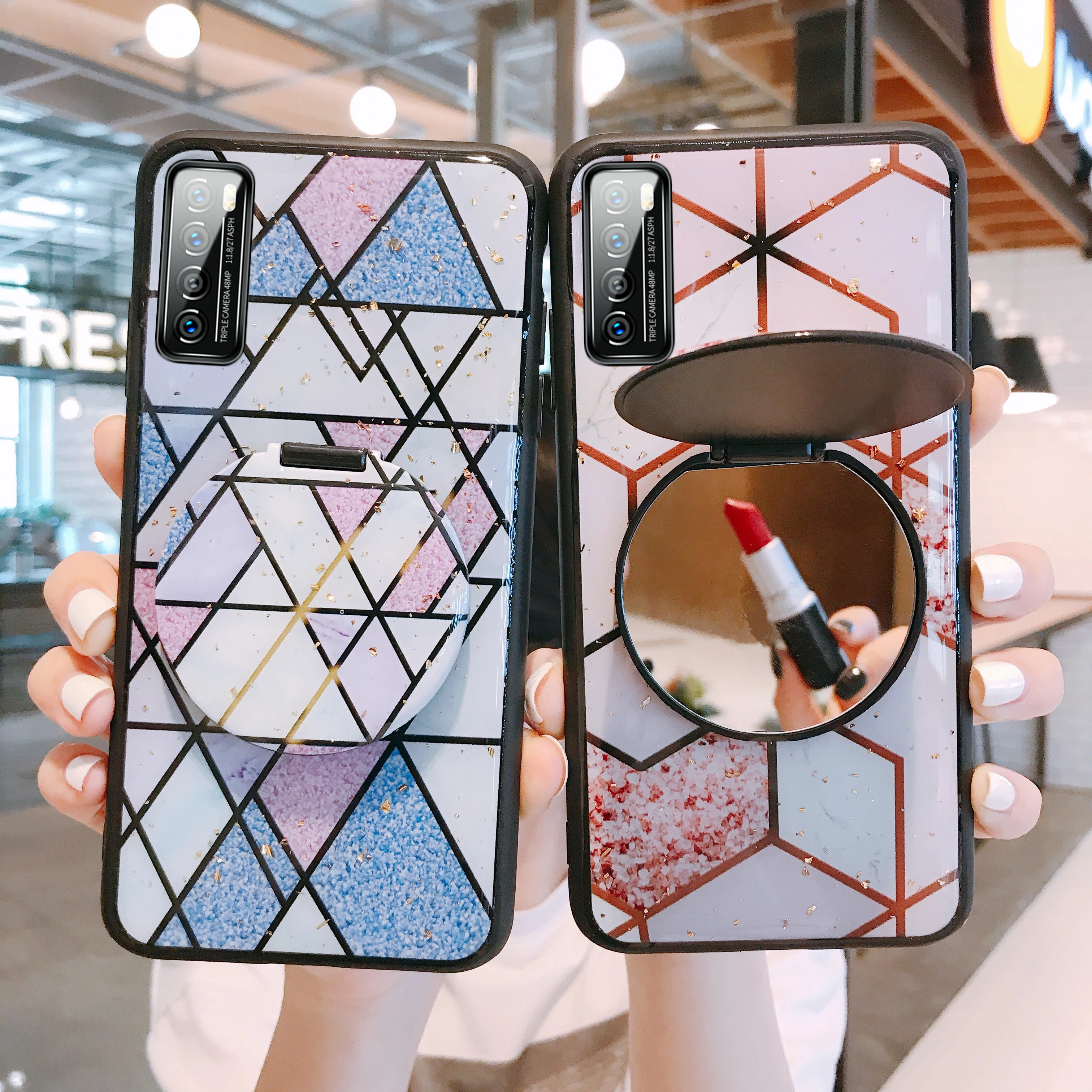 Marble Mirror Case For Huawei P40 P30 P20 P10 Plus Bling Gold Foil Glitter Soft Silicone Back Cover Lite Pro |