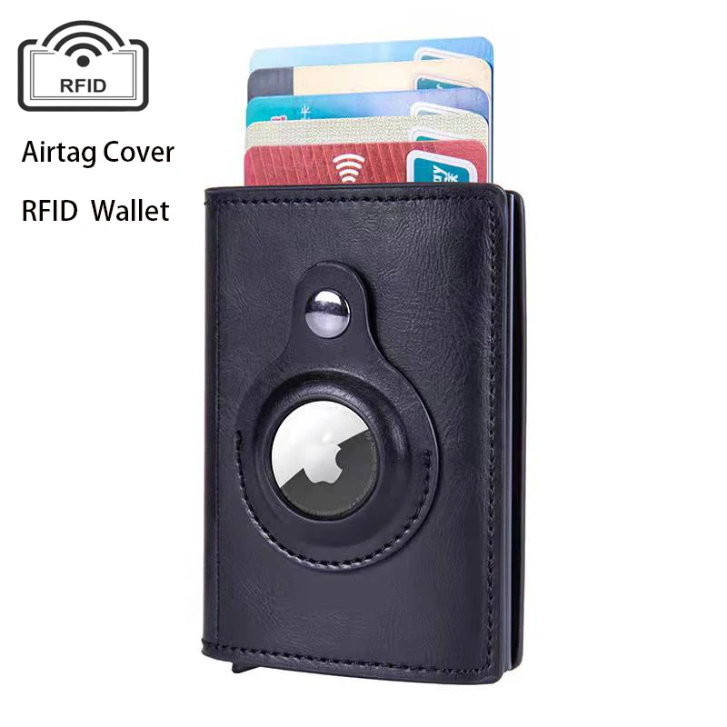 Rfid Credit Card Holder for Apple AirTag Wallet Small Men Leather Slim Anti Protect Purse with Organizer Money Clips | Багаж и сумки