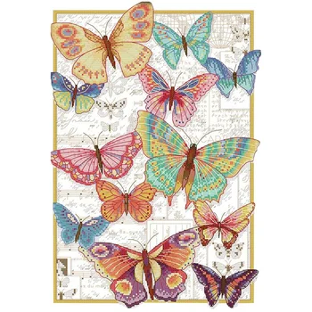 

Cross Stitch Kits Stamped Range Of Embroidery Starter Kits for Beginners DIY 11CT 3 Strands - Butterflies 15.7 x 21.6(Inch)