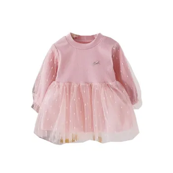 

DFXD New Baby Dress Girl Newborn Long Sleeve Yarn Infant Dress Children Clothes Korean Style Toddler Baby Dresses 6M-3T Vestido