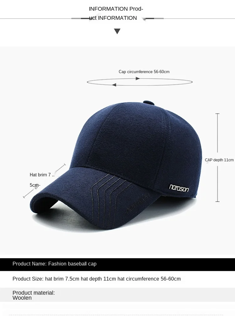 Men's Hat Autumn and Winter Wool Tweed Baseball Cap with Earflap Ear Protection Thickened Warm Fashion Dad Hat Trucker Cap 2021 Men's Hat Autumn and Winter Wool Tweed Baseball Cap with Earflap Ear Protection Thickened Warm Fashion Dad Hat Trucker Cap 2021