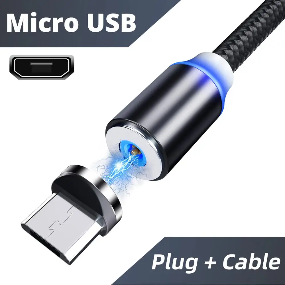 Black Micro Cable FONKEN Магнитный кабель Micro usb type-C кабель для зарядки телефона Быстрый магнит зарядное устройство шнур для samsung huawei Redmi зарядный провод - Цвет: Black Micro Cable