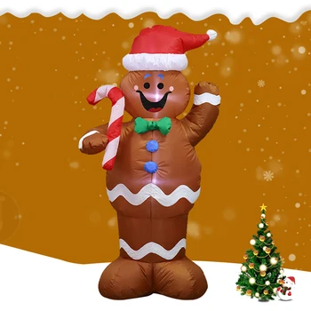 

1.5M Christmas Inflatable LED Gingerbread Man Cookie with LED Lights Outdoor Yard Airblown Decoration Fun Xmas Party Display