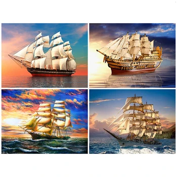 

DIY Diamond Painting Full Square/Round Drill Sailboat 3D Embroidery Cross Stitch Gift Home Decor Diamond Art