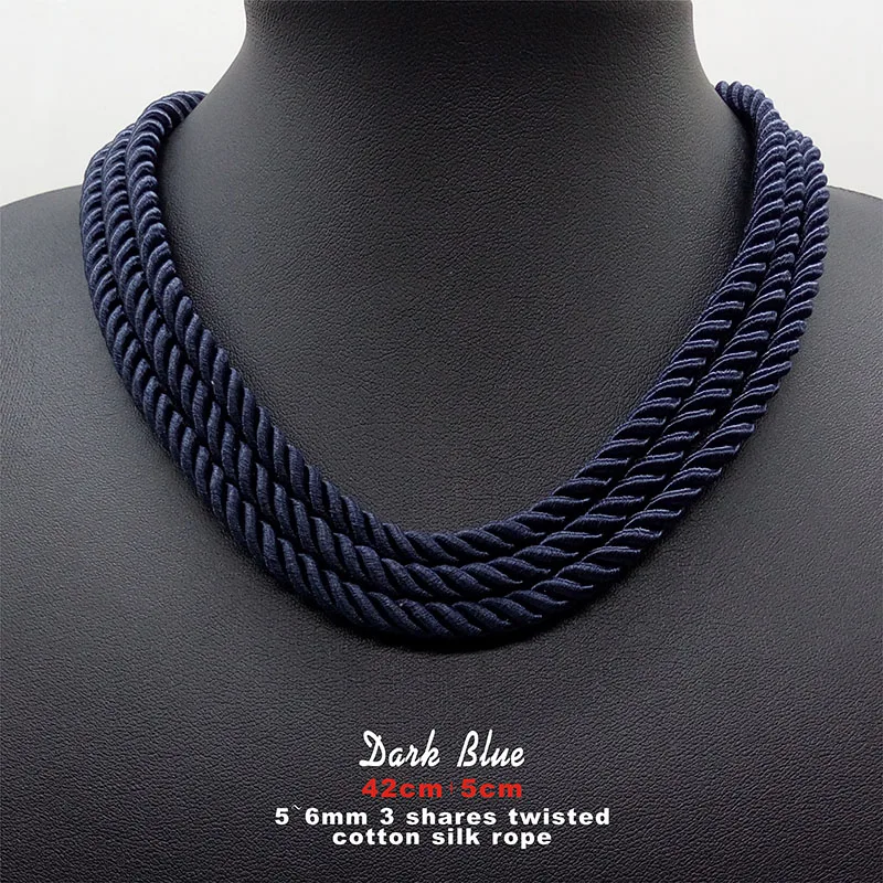 Kurtzy Cordon Collier En Polyester Noir Avec Chaîne Et Fermoir