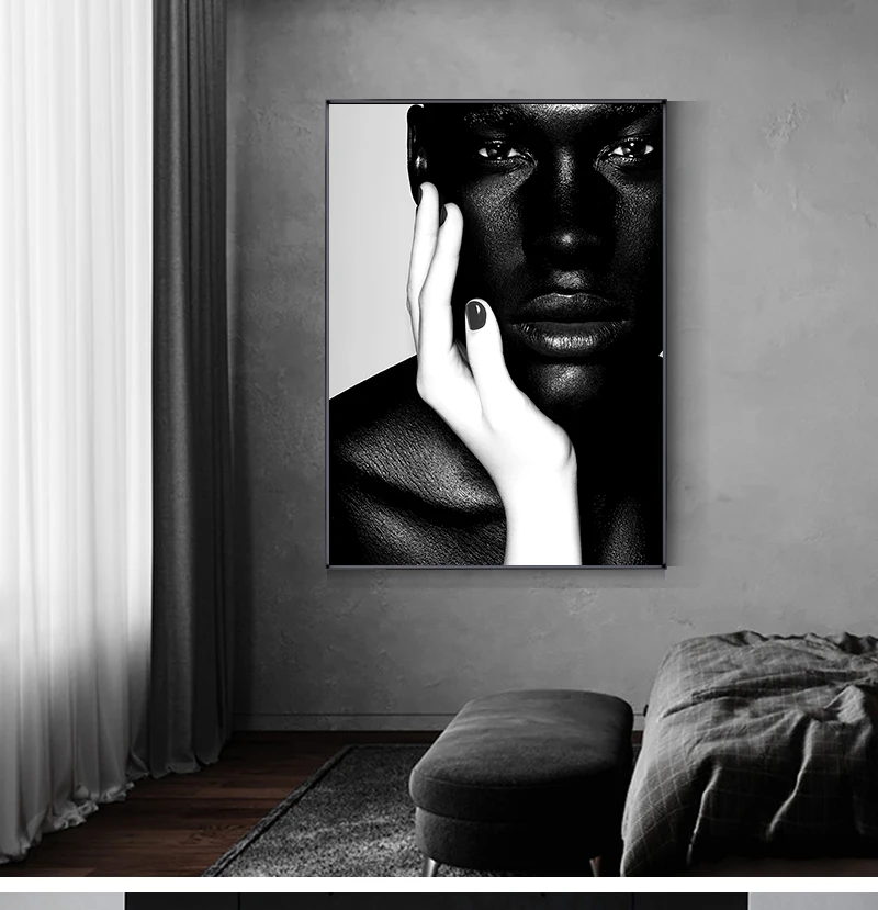 Oil Painting on Canvas Posters and Prints Scandinavian Wall Art Picture for Living Room Decor Black White Nude African Art Man
