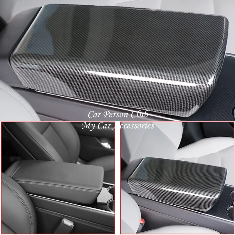 

Central Interior Armrest Box Frame Cover Trim For Tesla Model 3 Model Y Carbon Fiber Decorative Plate Protective Car Accessories
