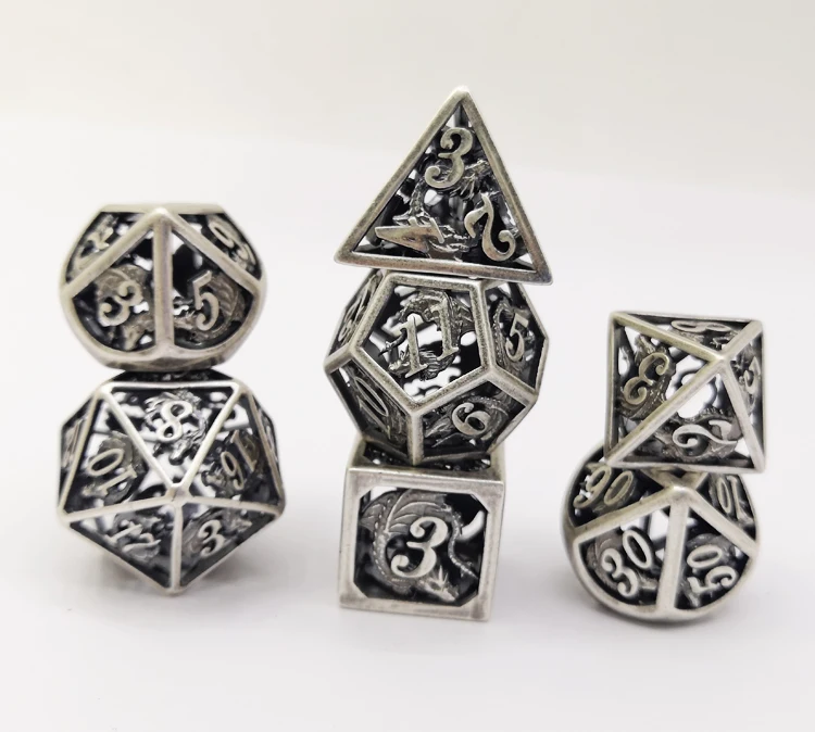 Полые кости на заказ 20 сторонние серебряные игровые кости набор для DND игр
