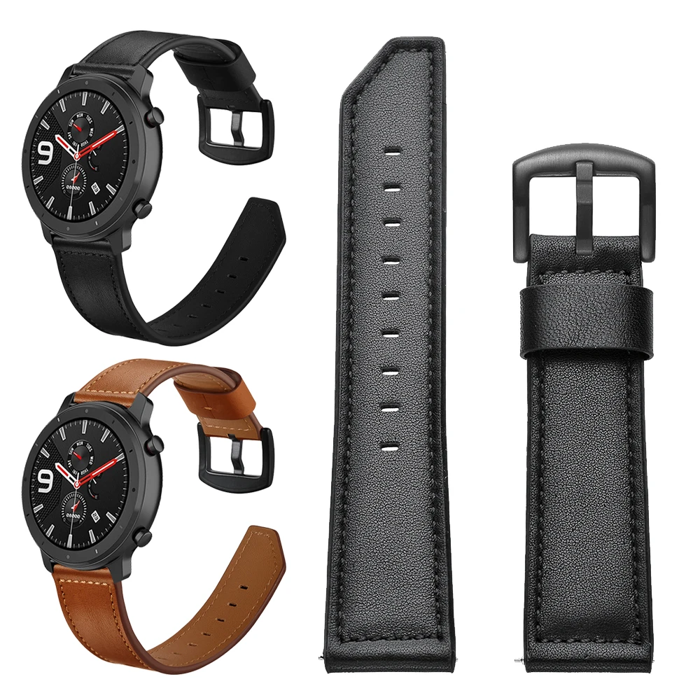 Ремешок кожаный для Huami Amazfit GTR 47 мм 42 мм/GTS/Bip lite / Stratos 2 3|Ремешки часов| |