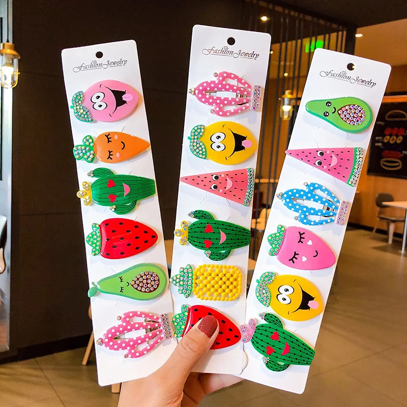 

[Xwen] 2020 New Bright Color Diamond Children Hairpin Fruit Vegetable Ear Side Clip Headwear Girl Fashion Accessories WEA0004