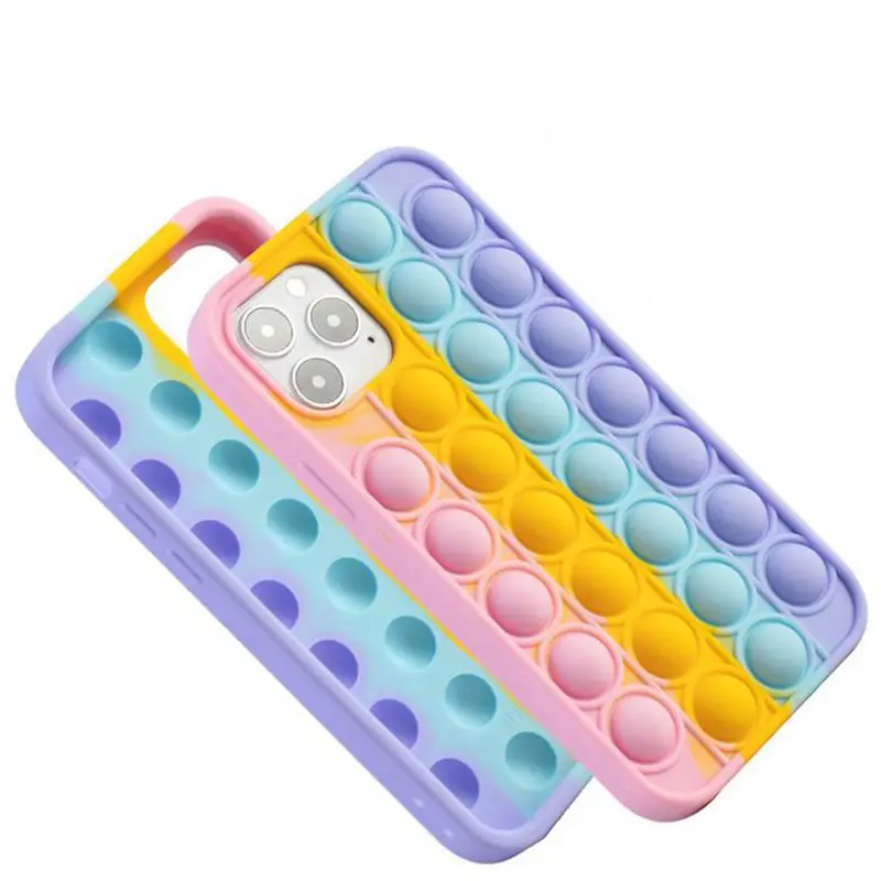 

Relieve Stress Pop Fidget Push Bubble Toys Soft Silicon Phone Cover Case For iPhone 5S SE2020 6S 7 8 Plus 11 12 13 Pro Max XS XR