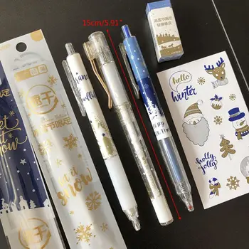 

1 Set Kawaii Ice Festival Gel Pen Pencil Eraser Sticker Refill Black Ink for Students Office School Supplies