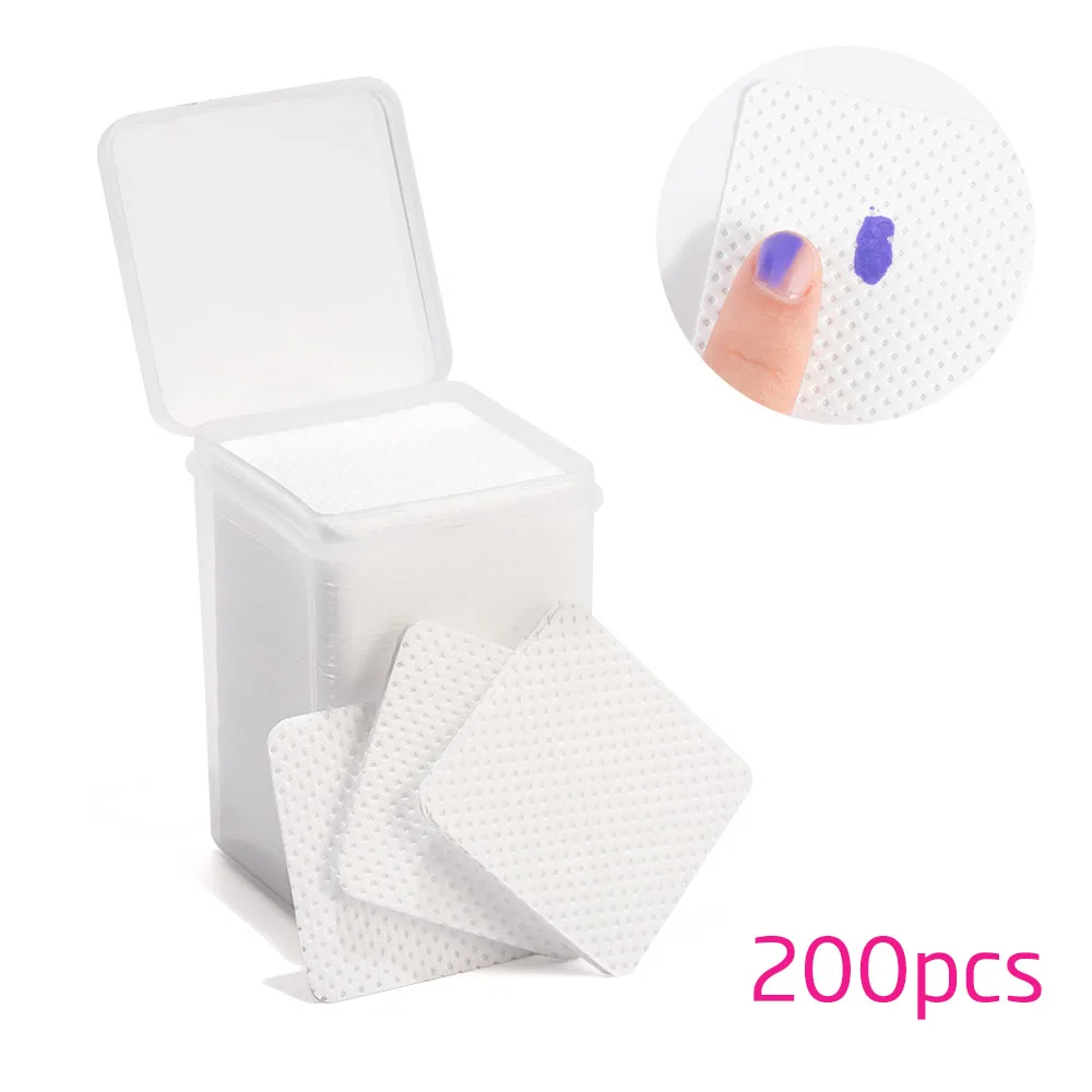 200pcs 200 шт для удаления ногтей хлопковые салфетки без ворса салфетки УФ-гель для ногтей Очиститель хлопковые салфетки лак для ногтей бумажный коврик - Цвет: 200pcs