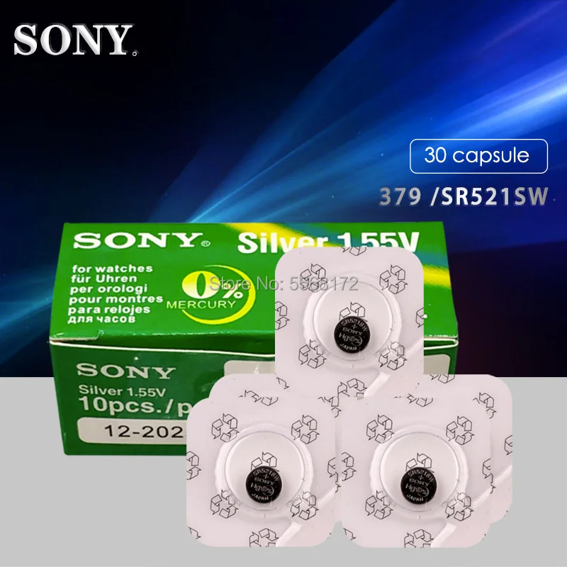 30x SONY AG0 1 55 V батарейки для монет V379 V520 280-59 GP379 SR63 618 JA LR521 379 SR521SW D379 часов |