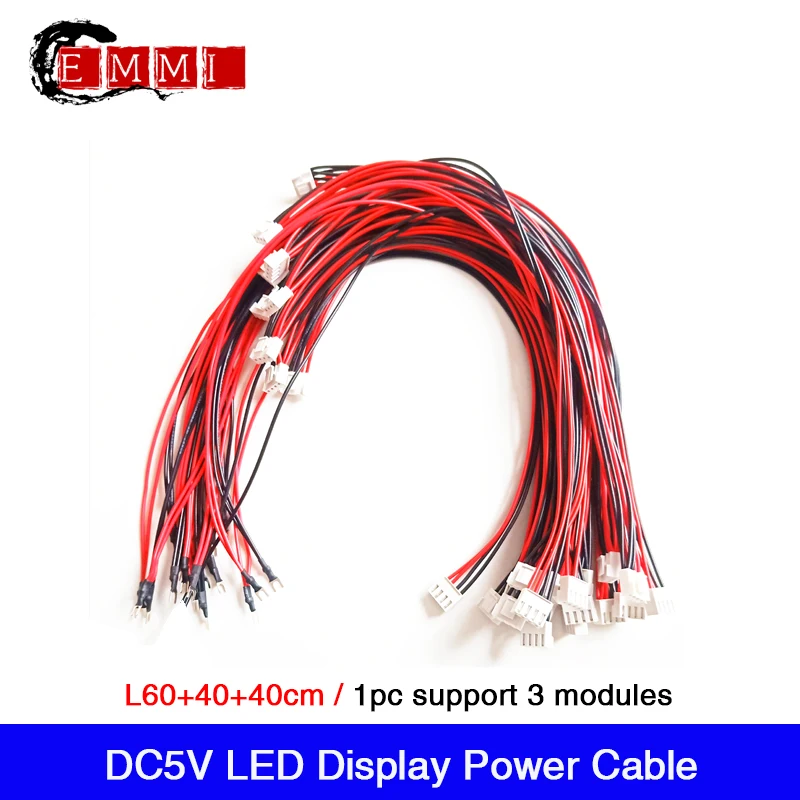 50pcs/Lot 1 to 3 DC5V 4Pin Copper for Indoor Modules Power Cable Wire Full  Color LED Screen Accessories