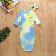 Moda Pit Tie Dye para bebé niña, vestidos de dormir para bebé de cuatro estaciones, saco de dormir de algodón + bufanda, ropa para Recién Nacido 12 meses