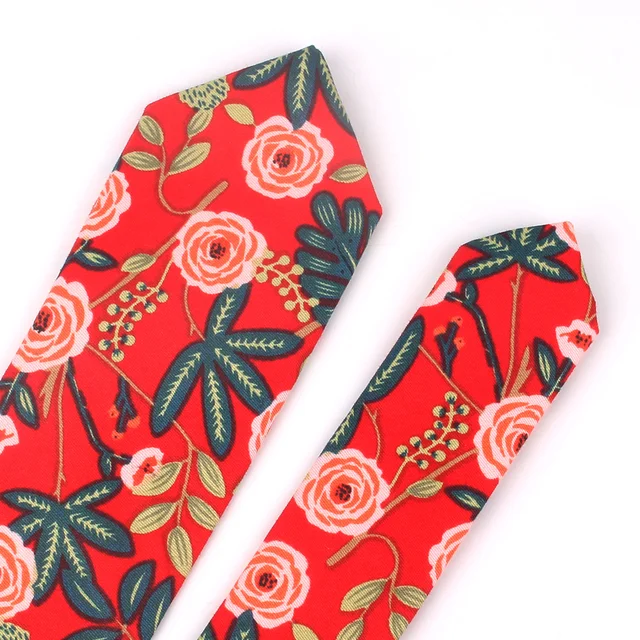 Nowe w kwiatki krawat dla mężczyzn kobiety cienka bawełna krawat na wesele Casual męskie krawaty klasyczne garnitury kwiat wydruku krawat s Cravat 6