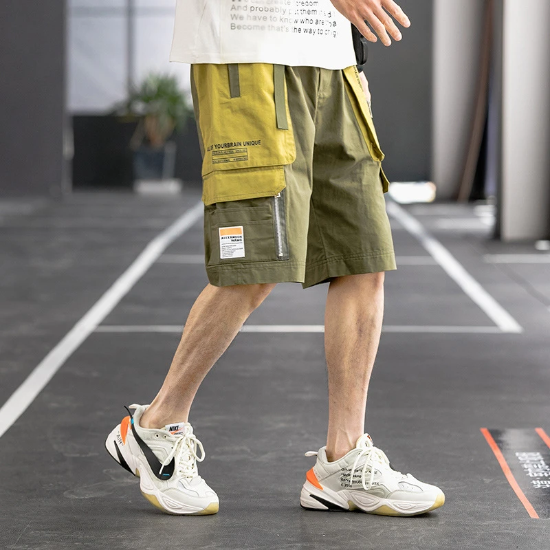 Clompluu pantalones cortos Cargo para hombre, pantalón corto de talla grande, ropa de calidad con cintura elástica, para verano, 3/4|Pantalones cortos| AliExpress