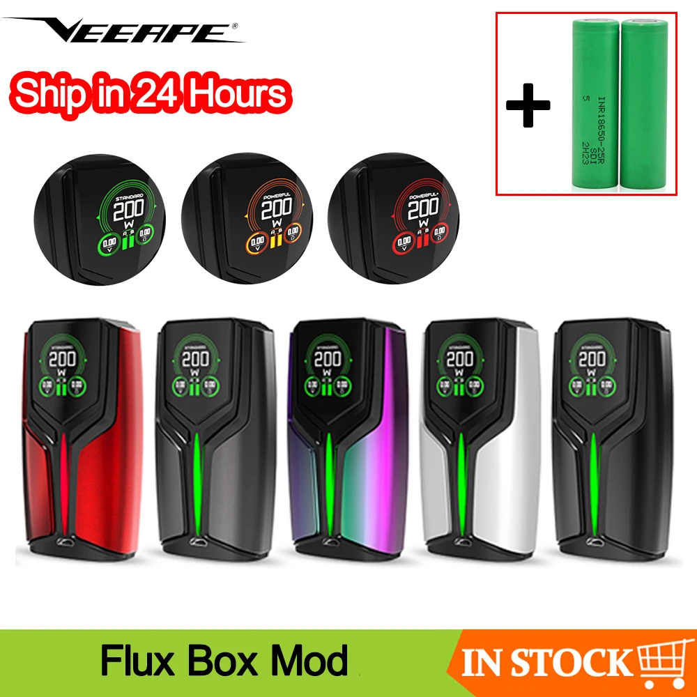 

Flux Box Mod 200W Support Dual 18650 battery E cigarette Vape Mod With OLED Color Screen Display For 510 Thread