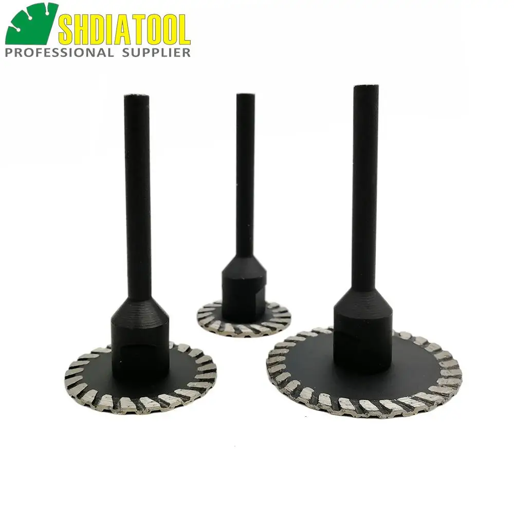 DIATOOL 1 pc Hot pressed diamond turbo mini Engraving saw blades with removable 6mm shank and 2pcs blades without shank