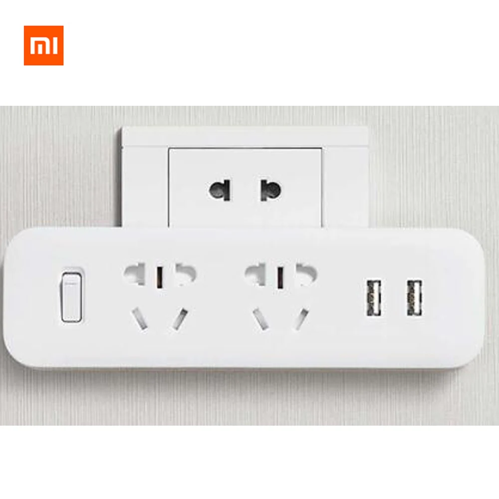 Xiaomi Mijia преобразователь питания портативный штекер Адаптер для путешествий для домашнего офиса 5 в 2.1A 2 розетки 2 USB быстрая зарядка