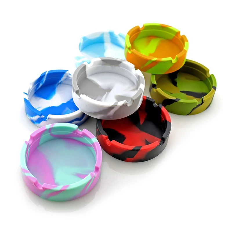 

Silicone Soft Round Ashtray Ash Tray Holder PLuminous Portable Anti-scalding Cigarette Holder Multicolor Eco-Friendly