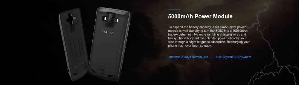 Doogee S90C, 4 ГБ, 64 ГБ, Android 9,0, 16 м, разблокировка лица, отпечаток пальца, ID, Беспроводная зарядка, NFC, двойной, 4G, LTE, OTG, 5050 мА/ч, модуль, сотовый телефон