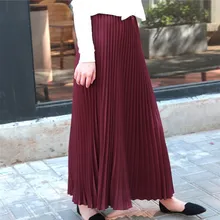 Мода лето осень женская трапециевидная модная плиссированная юбка расклешенная шифоновая юбка с высокой талией повседневные длинные юбки