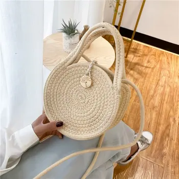 

Summer Fashion Circular Bags For Women 2020 New Weave Crossbody Bags Designer Female Shoulder Bag Sac A Main Femme Handbags