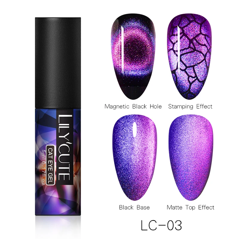 light 03 LILYCUTE 9D Гель-лак «кошачий глаз» Хамелеон для использования с магнитом гель, Длительное Действие, блестящие лазерные солнцезащитные очки "кошачий глаз" для ногтей замочить от УФ-светодиодный гель Лаки - Цвет: light 03