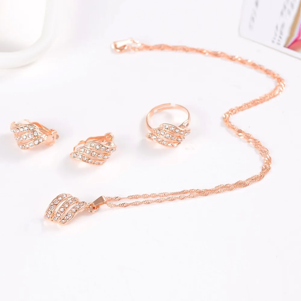 Amazing Price Jewelry Sets African Bridal Gold Color Necklace Earrings Ring Wedding Crystal Sieraden Women Fashion Jewellery Set