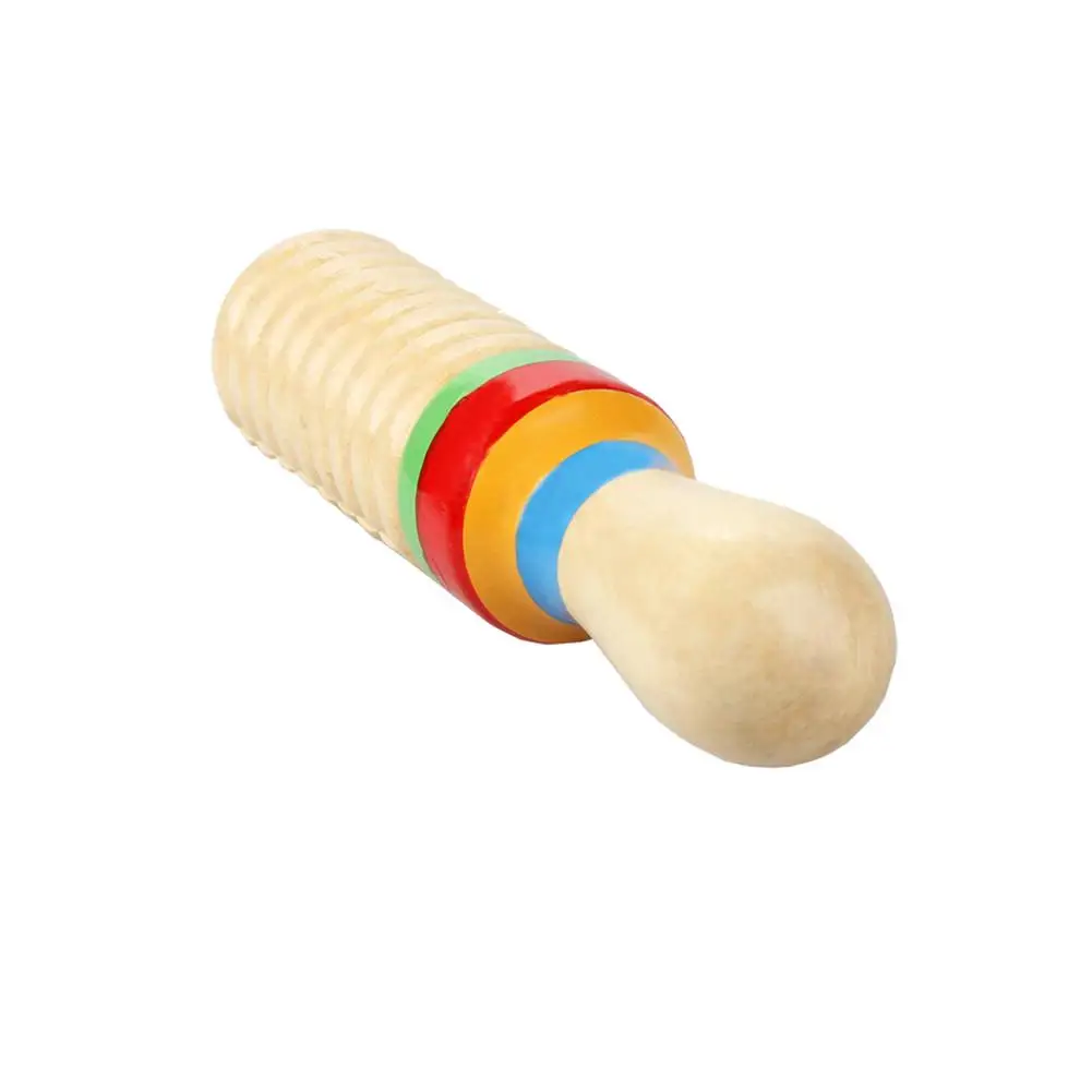 Деревянный музыкальный инструмент для детей, детские игрушки, звуковая трубка, маленькое кольцо с одной резьбой, ударный цилиндр, Квак, лягушка, игрушка с бочкой